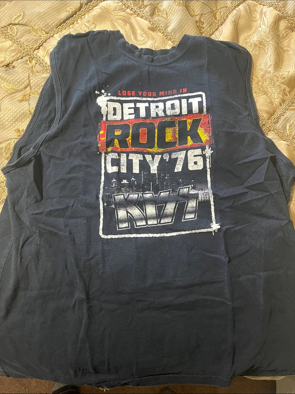 Detroit Rock City '76 KISS Vintage Graphic Tank - Black with Red/Yellow Print